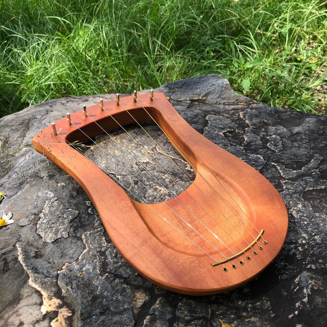 里拉琴 莱雅琴 手工琴 桃花心木 七音 小竖琴 Lyre  诗一样的乐器 - 吉他/乐器 - 木头 橘色