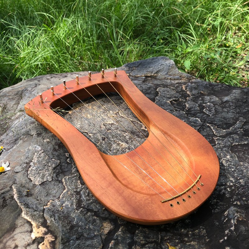 里拉琴 莱雅琴 手工琴 桃花心木 七音 小竖琴 Lyre  诗一样的乐器 - 吉他/乐器 - 木头 橘色