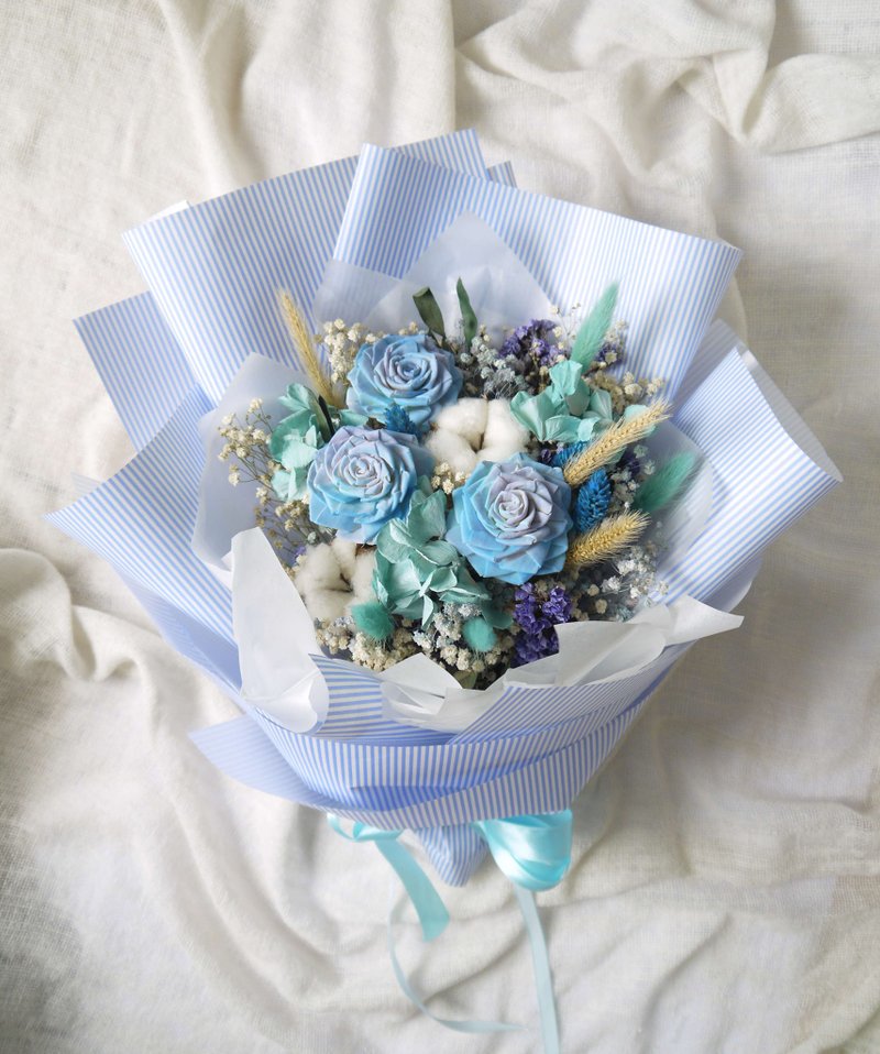 蔚蓝晴空(大).精油索拉花.干燥花.永生花.不凋花.情人节.求婚花束 - 干燥花/捧花 - 植物．花 蓝色