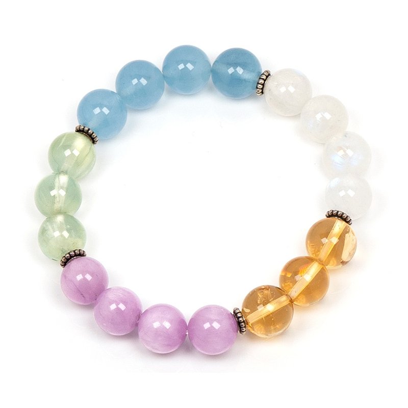 【正佳珠宝】五行水晶 黄水晶 紫锂辉 葡萄石 海蓝宝 蓝月光 - 手链/手环 - 半宝石 多色
