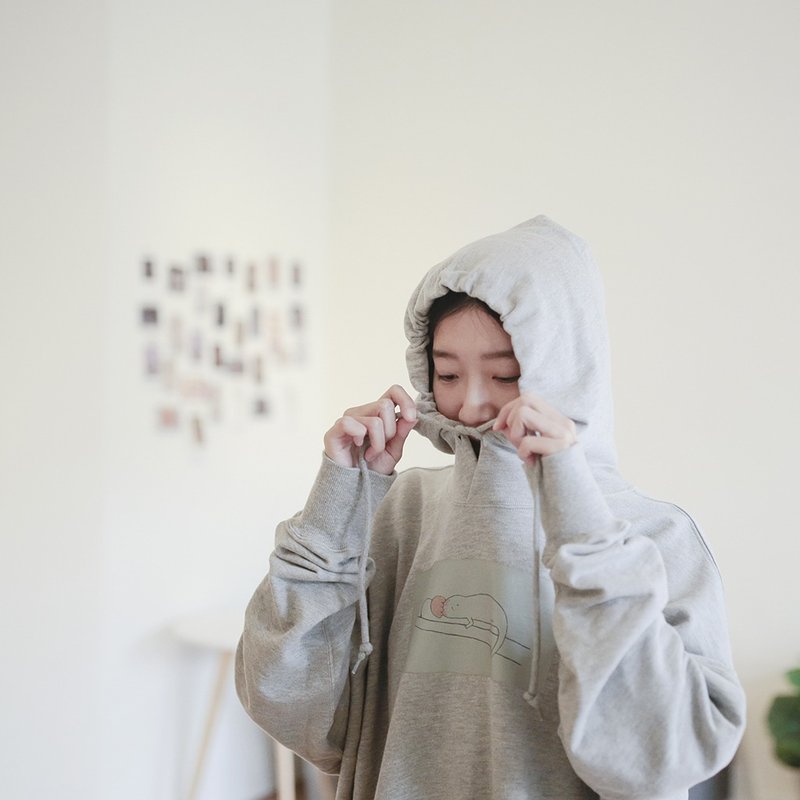 变色龙 帽T - 中性连帽卫衣/T 恤 - 棉．麻 灰色