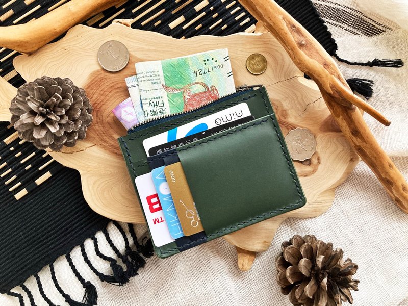 直身3咭位 6咭位 拉链零钱包+风琴位 皮革DIY材料包 刻名 名片夹 - 皮件 - 真皮 多色