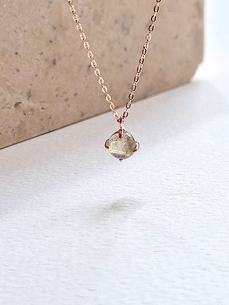 晨露之光水晶纯银项链 - 项链 - 玫瑰金 粉红色
