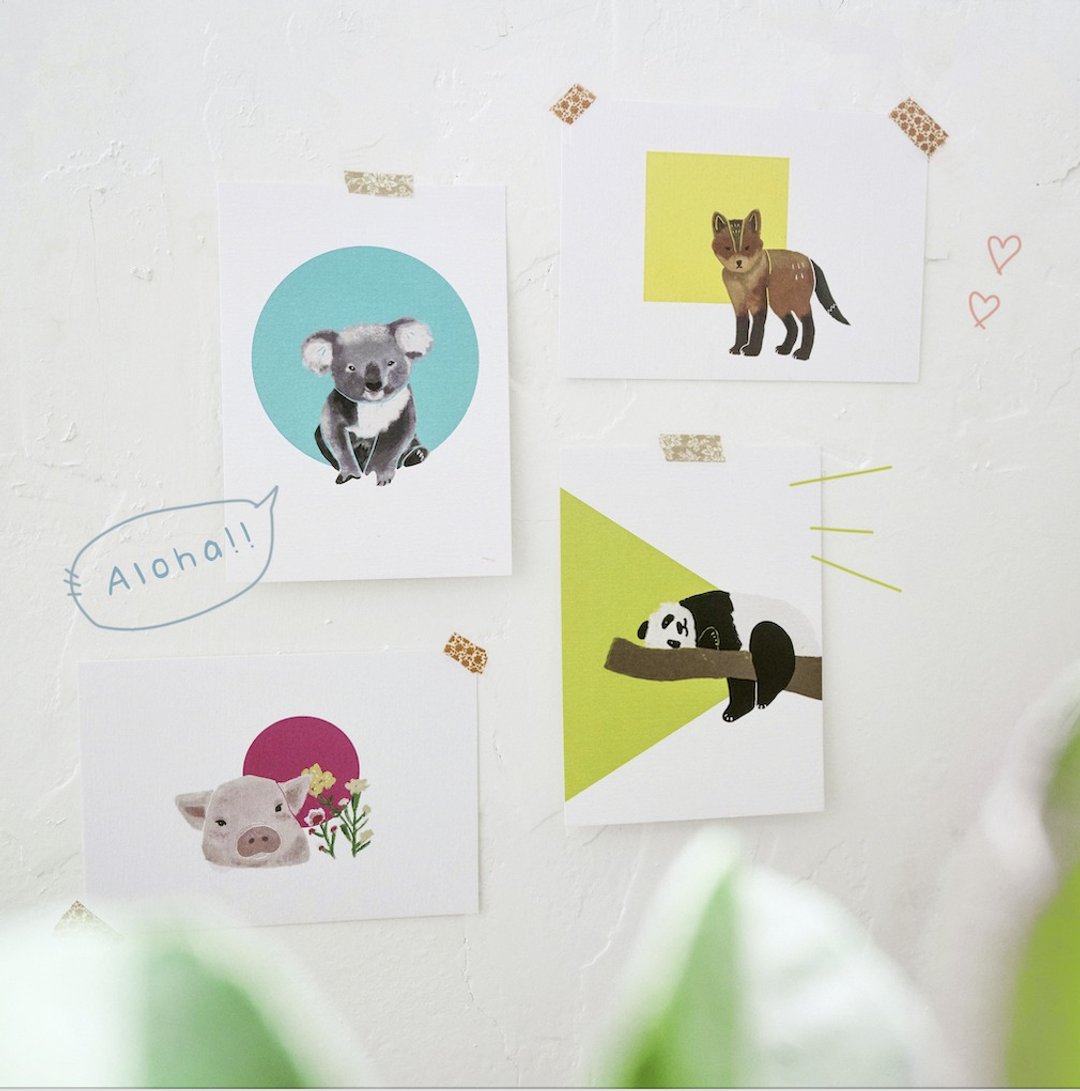 Animal Postcard 动物明信片 | 心意卡 | 感谢卡 - 卡片/明信片 - 纸 白色