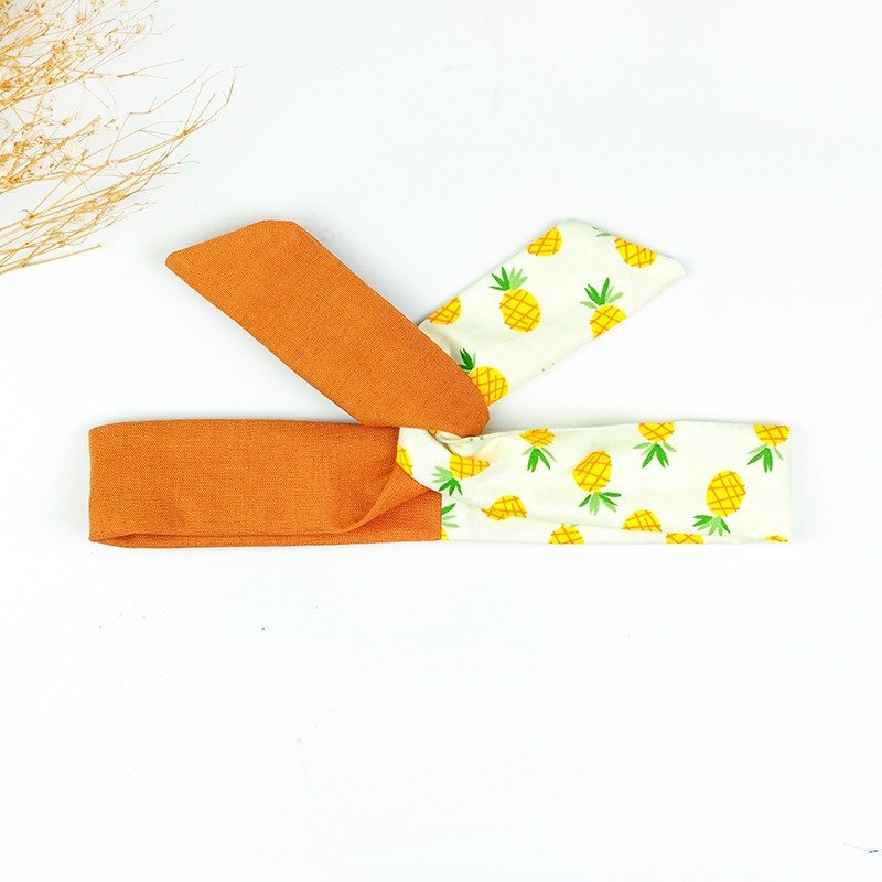 小牛村 Calf Village 手工发饰 铝线发带 多元造型 头带 拼接 可爱 凤梨 文青 {Lucky旺旺帽}【A-204】 - 发饰 - 棉．麻 橘色