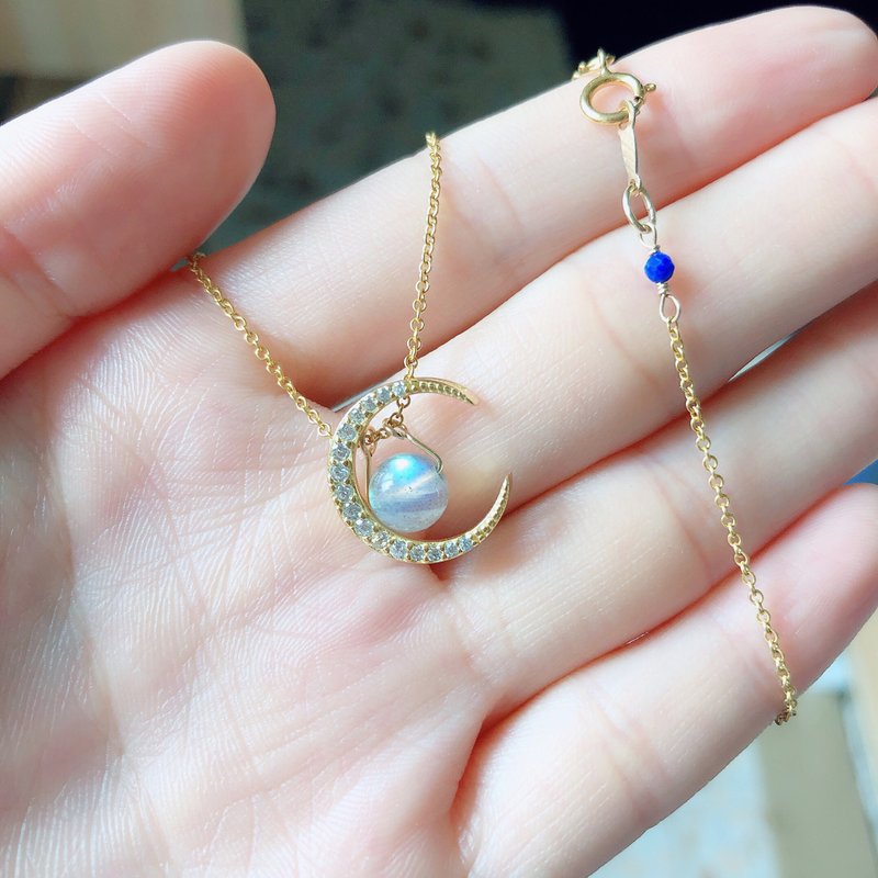 岁末惊喜 14KGF拉长石光谱石锁骨链项链 情人节礼物 - 项链 - 宝石 蓝色