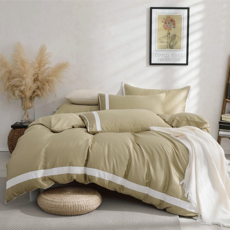 好关系 HAOKUANXI | 沉金暮光-莱赛尔天丝床包被套枕套组 - 寝具 - 环保材料 金色