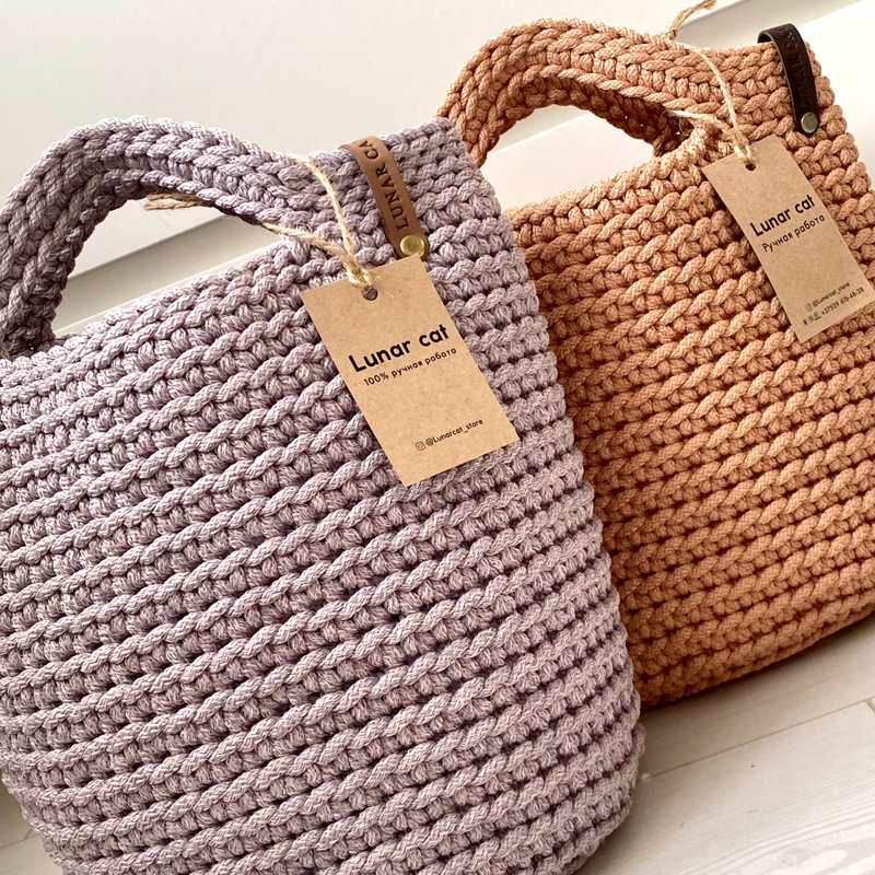 PDF PATTERN Crochet Tote Bag M size, Bag Pattern Crochet, Cute Tote Bag - 手工艺教程/工具书 - 其他材质 