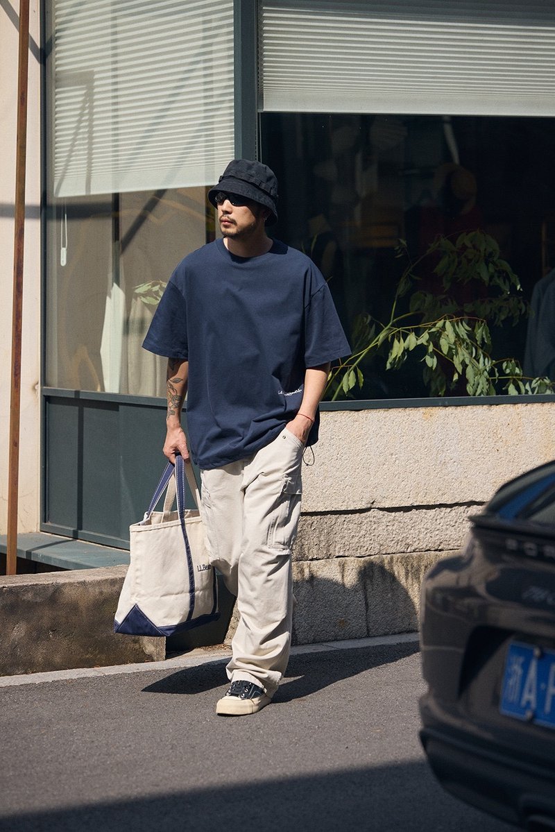 25SS日系宽松直筒轻薄洗水束脚口袋工装中性休闲裤 - 男士长裤 - 棉．麻 黑色