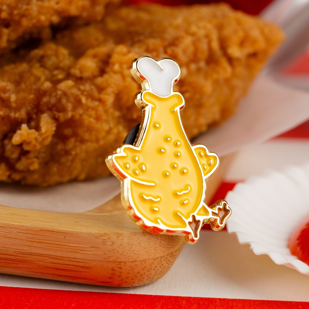 炸鸡珐琅别针 — 速食系列 | 可爱食物插画 - 胸针 - 其他金属 橘色