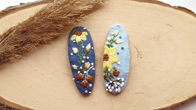 刺绣发夹花朵婴儿发夹蓝色婴儿夹女孩礼物 - 婴儿饰品 - 其他材质 蓝色