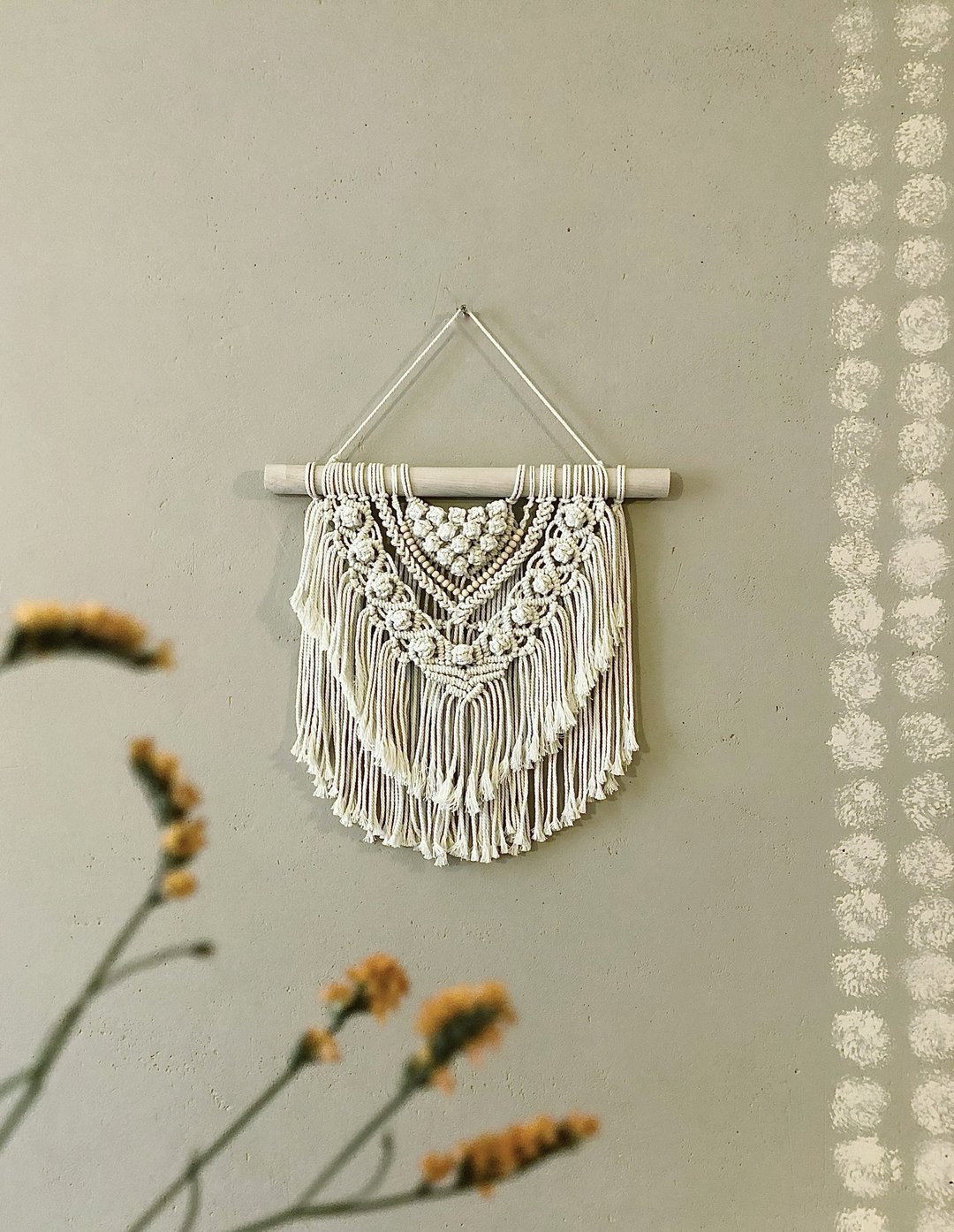 花边壁挂, 编织挂毯.  木珠房间装饰, 家居装饰. - 墙贴/壁贴 - 棉 白色