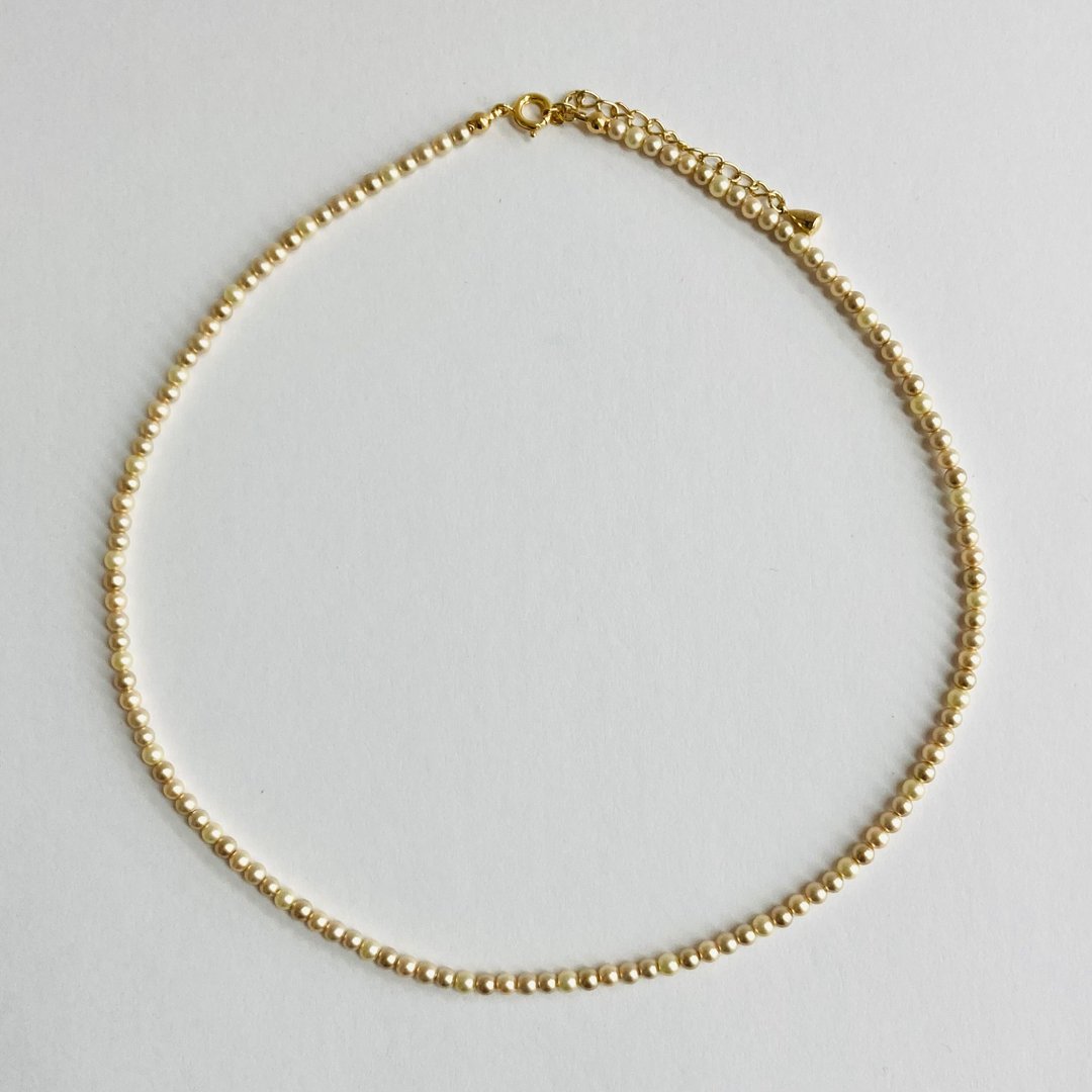玻璃宝宝珍珠混色项链 / 3mm 约 43cm + 5cm / 金色混色 / G / 日本制造 - 项链 - 玻璃 金色