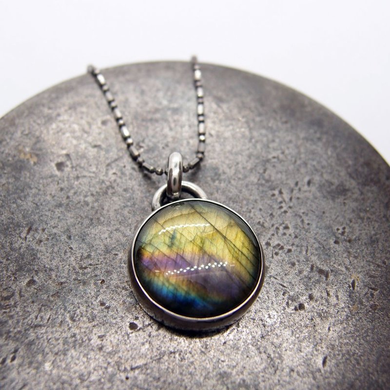 【航海地图系列12】  拉长石 925银项链 - 项链 - 宝石 银色