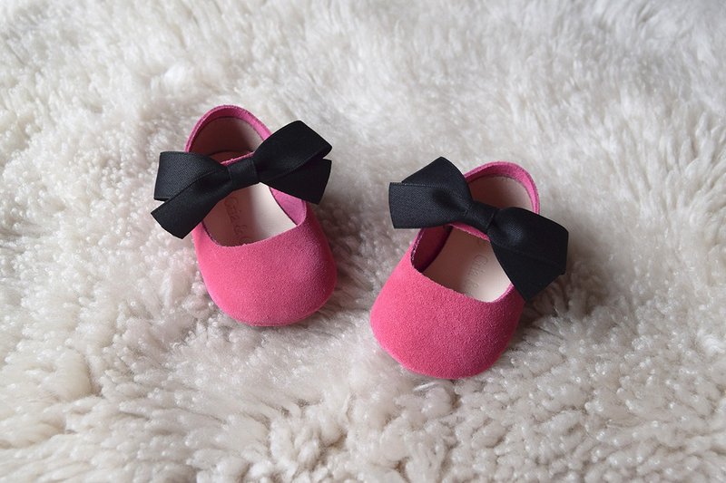 桃红色婴儿鞋 粉女宝宝学步鞋 新生儿礼物 弥月礼盒 满月礼物 - 婴儿鞋 - 真皮 粉红色