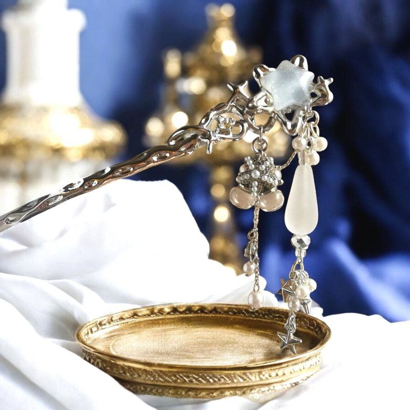 星星钥匙 魔杖 发夹 - 发饰 - 玻璃 透明