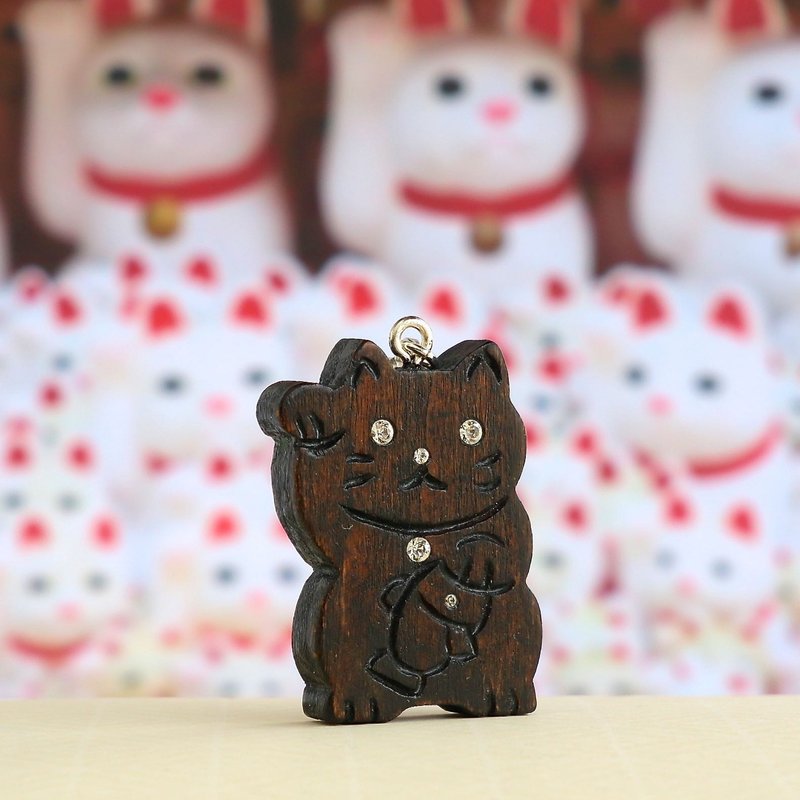 手工木制吊饰  招财猫 吊饰  礼物订制 - 吊饰 - 木头 咖啡色