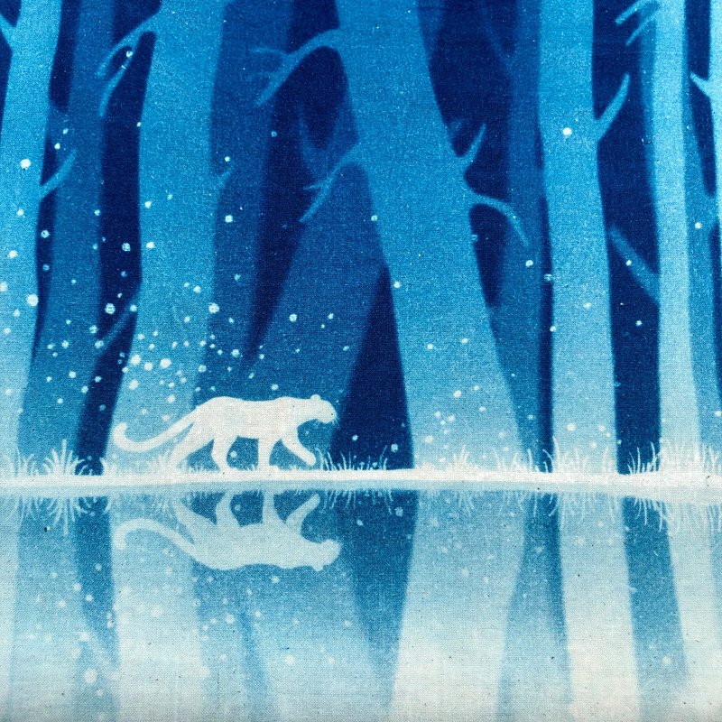 【手作蓝晒-微光湖畔】 守护精灵 /黑豹/凤凰/狐狸/白马/鹿 - 其他 - 棉．麻 蓝色