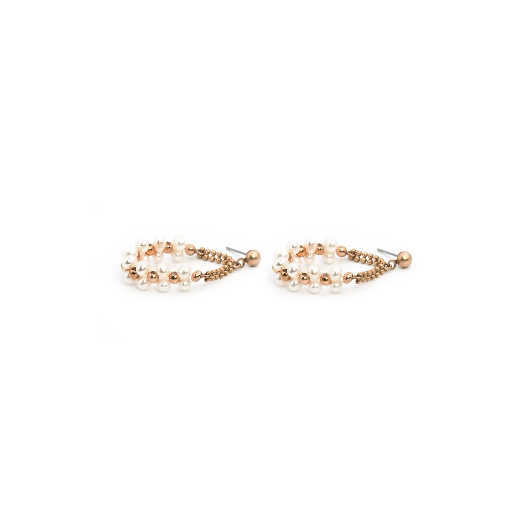 Entwine - 缠 耳环 Wrap earrings - 耳环/耳夹 - 珍珠 金色