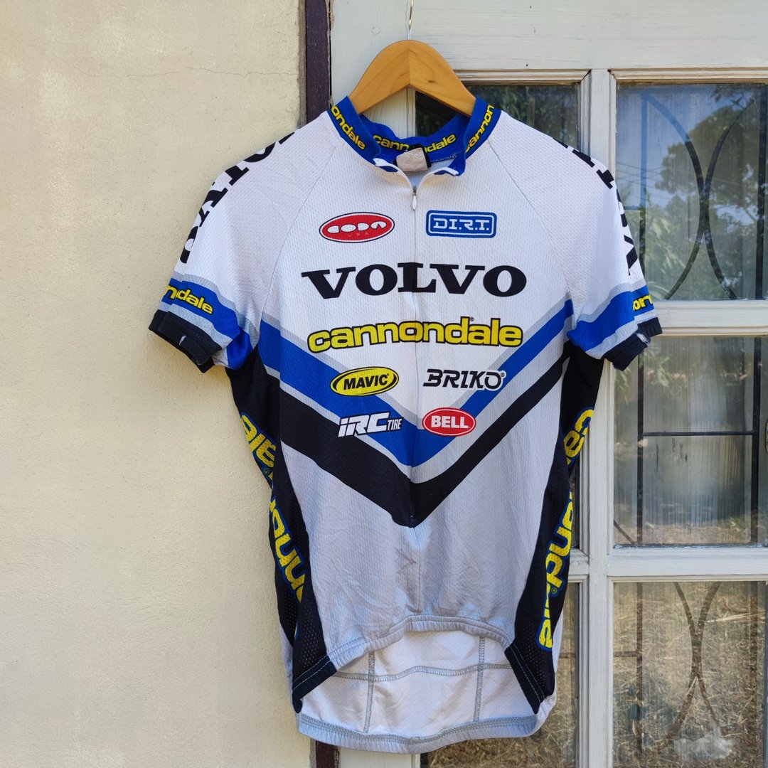 Cannondale Volvo 复古自行车衣 美国制造 - 男装上衣/T 恤 - 聚酯纤维 蓝色