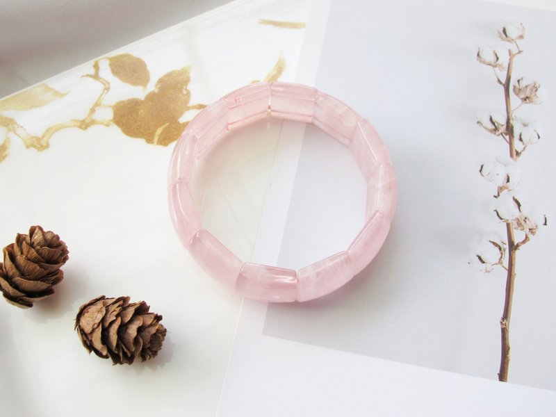 粉晶长方手排【粉色系列-方块酥】招桃花 保爱情 好人缘必备 - 手链/手环 - 水晶 粉红色