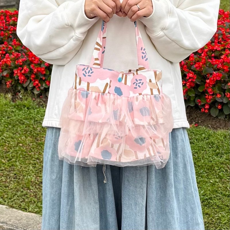 【定制】飘飘纱裙手提包/手提袋订制(多色棉布图案自选) - 手提包/手提袋 - 棉．麻 多色