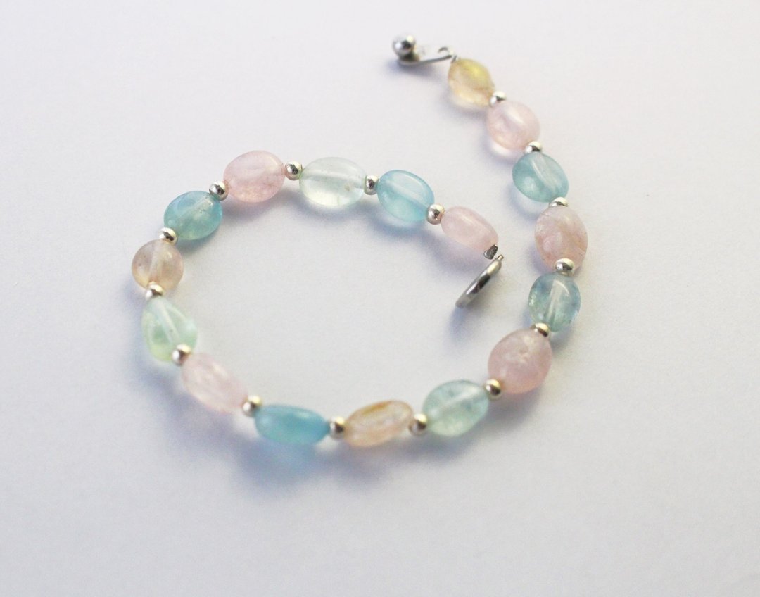 108 perles  彩彤/ 摩根石虹彩手链 5*7MM - 金工/饰品 - 宝石 多色