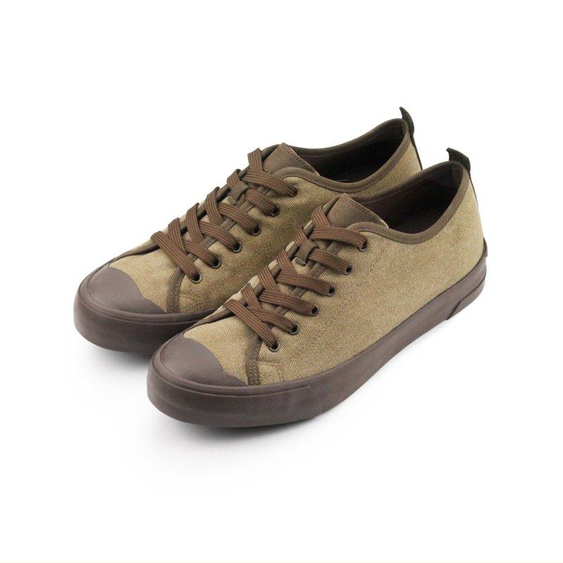 PI-ZERO 复古风 米格色 水洗帆布 加硫鞋 - 男款休闲鞋 - 棉．麻 金色