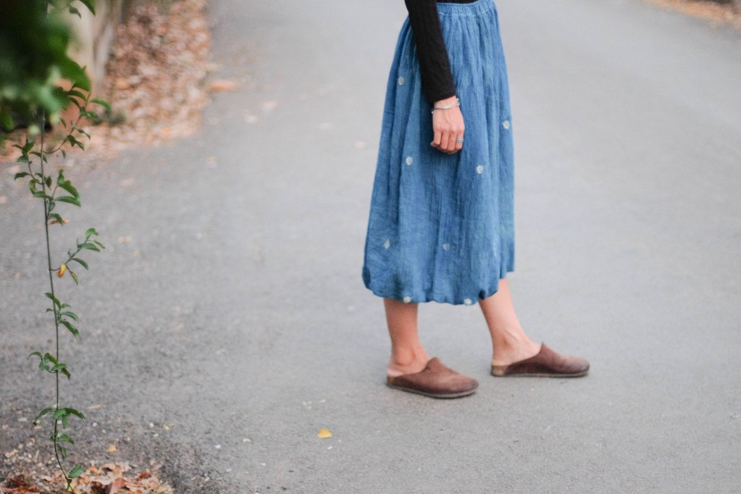 Kram is a color of the sea :: Balloon Skirt :: Natural Indigo - 裙子 - 其他材质 蓝色