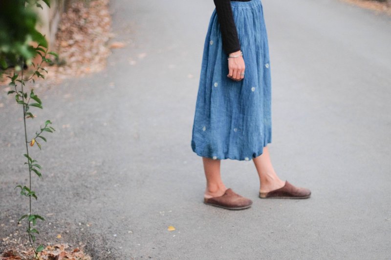 Kram is a color of the sea :: Balloon Skirt :: Natural Indigo - 裙子 - 其他材质 蓝色