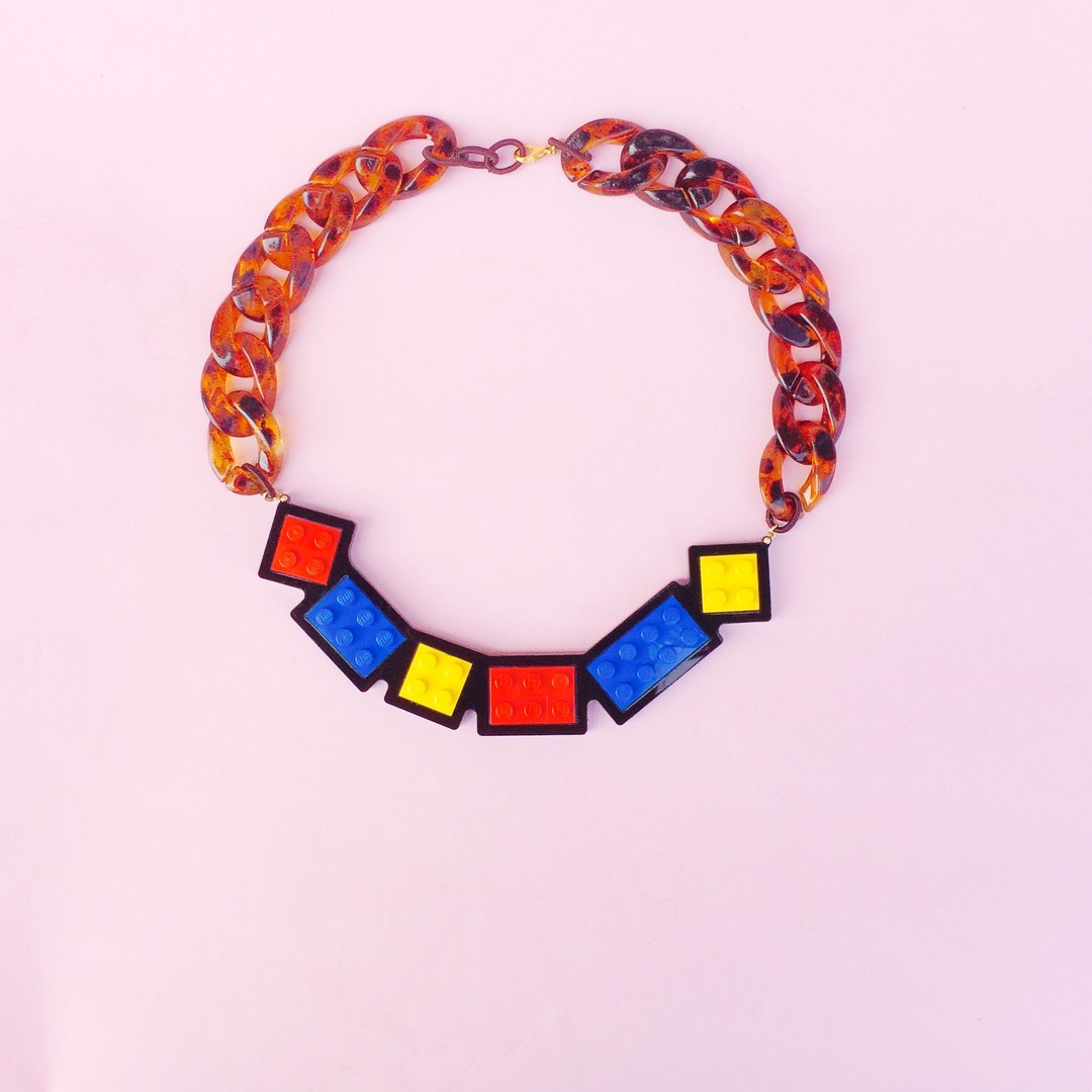 LEGO 蒙德利安 Mondrian 红黄蓝 项链 - 项链 - 压克力 多色