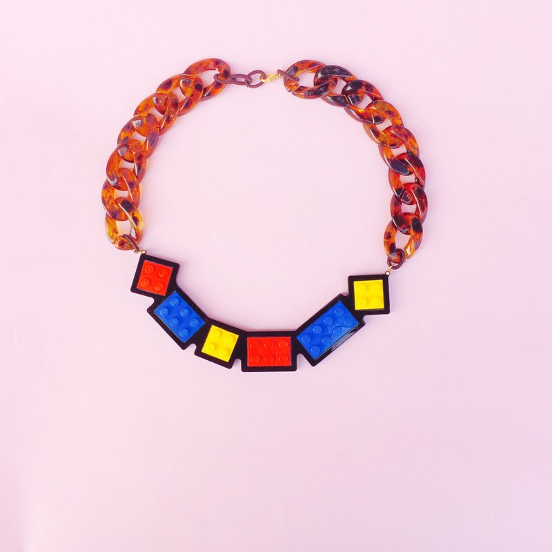LEGO 蒙德利安 Mondrian 红黄蓝 项链 - 项链 - 压克力 多色
