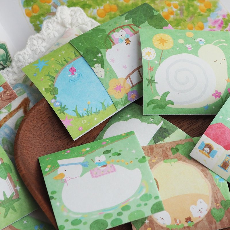 小狗巴士VOL.15 可爱小狗植物系列 易撕便签卷/可书写贴纸卷 - 纸胶带 - 纸 多色