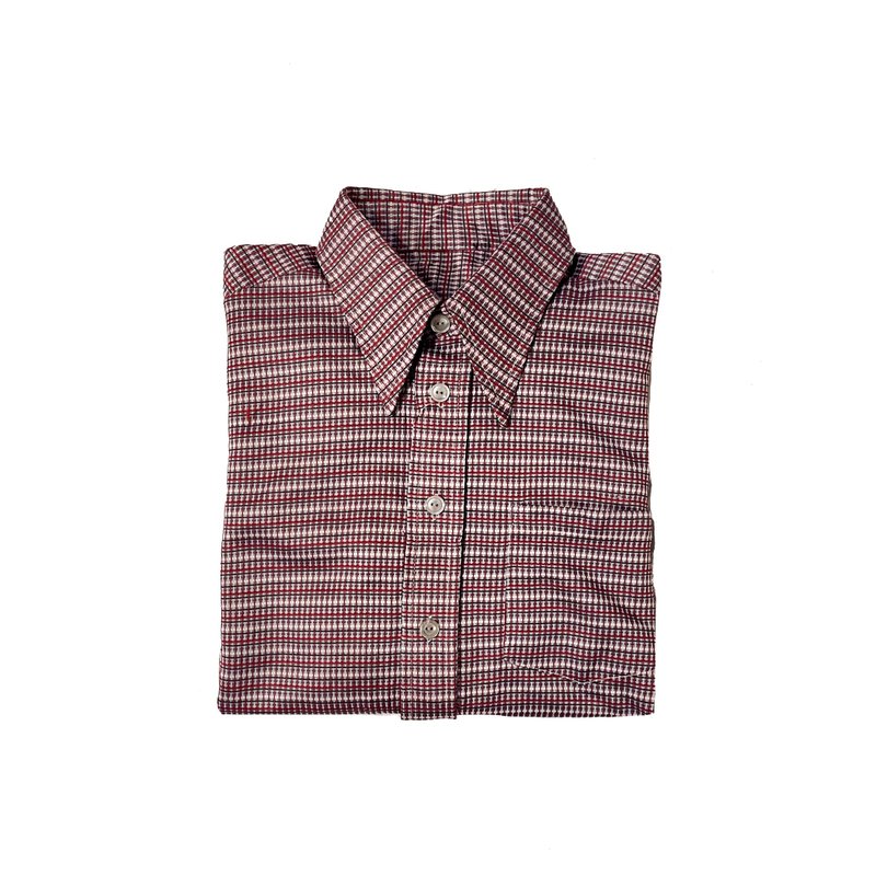 70s Vintage Casual shirt 古着格纹衬衫 - 男装衬衫 - 聚酯纤维 红色