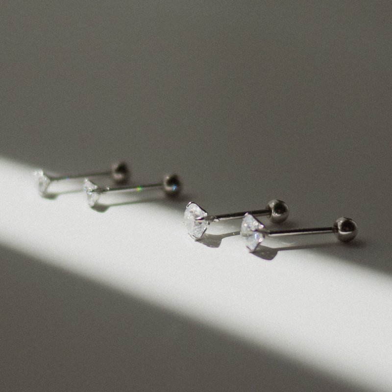 【 圣诞礼物 】星冕系列 - SELECT III * 纯银锁珠养耳棒 - 耳环/耳夹 - 纯银 银色