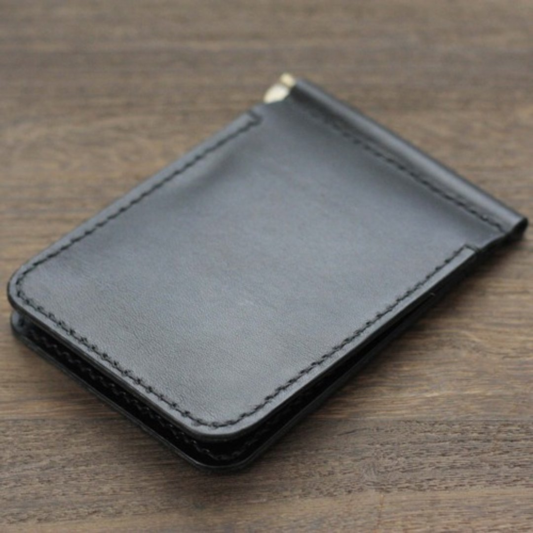 Tochigi Leather Money Clip Wallet Genuine Leather Hand-sewn Handmade Made in Japan With Red Tag Black Mocha Black Brown - 皮夹/钱包 - 真皮 黑色