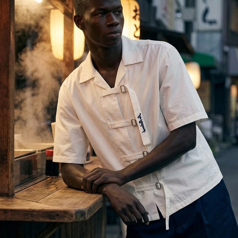 LA ISLAND  解构设计 金属搭扣 纯棉设计感衬衫 - 男装衬衫 - 棉．麻 白色