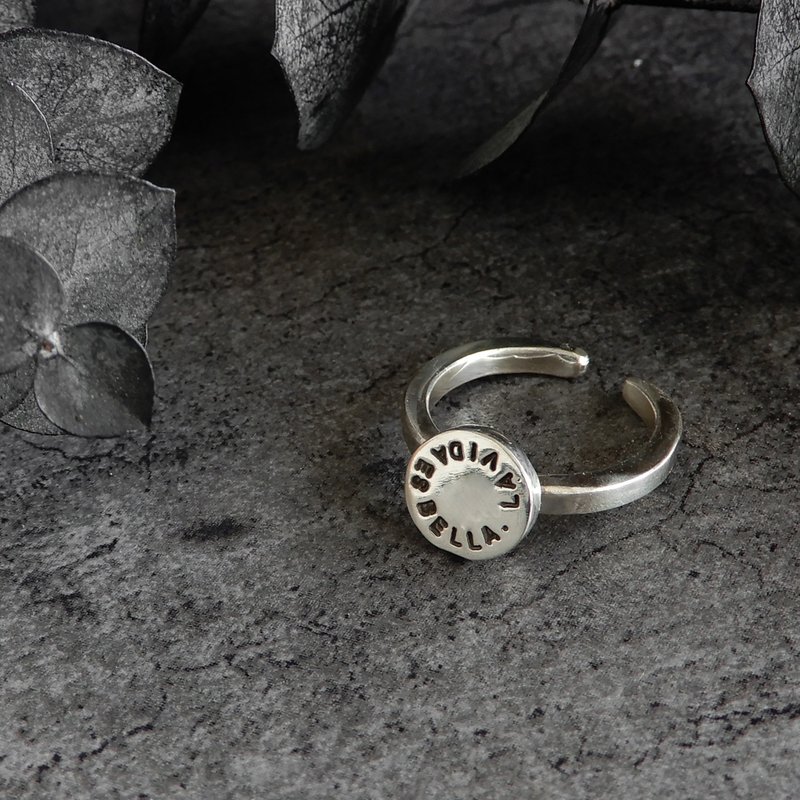 [可调式]留言吊饰戒指/银R052 - 戒指 - 纯银 银色