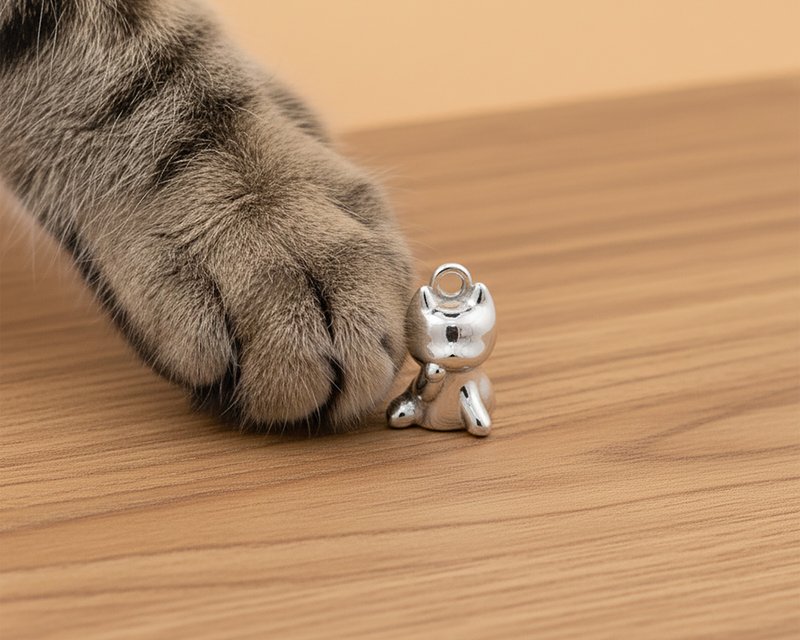 招财猫单吊款项链 镜面原色 不锈钢 抗过敏 台湾制造 - 项链 - 不锈钢 银色