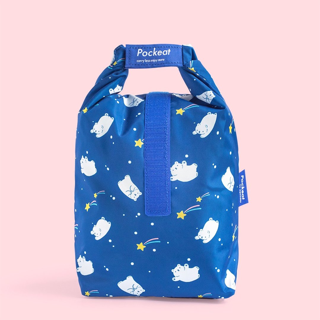 好日子 | Pockeat环保食物袋(大食袋)-流星白白 - 便当盒/饭盒 - 塑料 蓝色