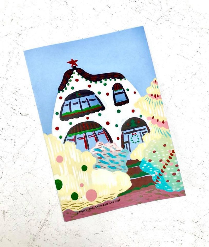 可爱定制化系列 生日/情人节/结婚/圣诞节/母亲节/教师节/订婚/求婚/弥月/纪念日/新年/感谢/风景 手绘卡片 - 订制画像 - 纸 蓝色