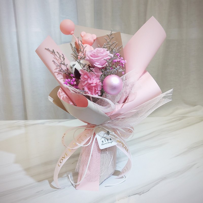 告白气球永生花花束 /情人节花束/永生花/干燥花束/花束/礼物 - 干燥花/捧花 - 植物．花 粉红色