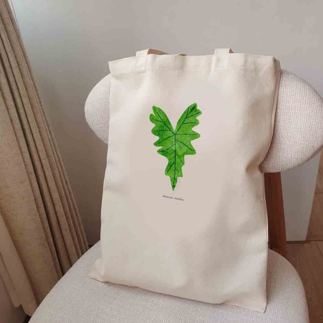 植物 杰克林观音莲 观叶植物 帆布袋 - 侧背包/斜挎包 - 棉 绿色