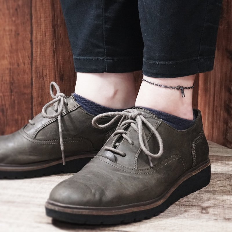 方形棱角 脚踝链 复古黑设计 925纯银脚链 刻字订制 男女皆宜 - 脚链/脚环 - 纯银 黑色