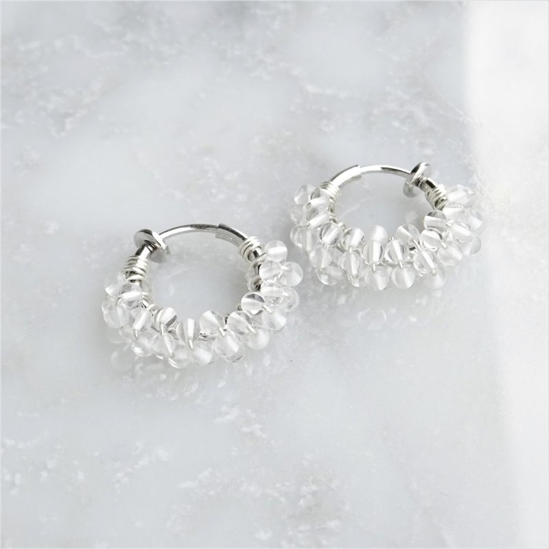 SV925SF*Crystal Quartz pavé earring / pierced earring - 耳环/耳夹 - 宝石 透明