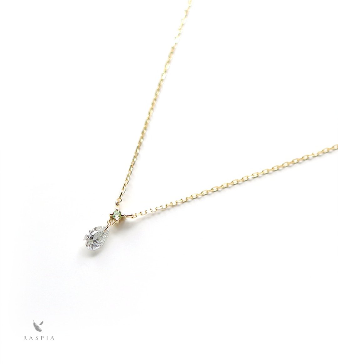 钻石与橄榄石K18项链 ~Diamond collection~ - 项链 - 宝石 透明