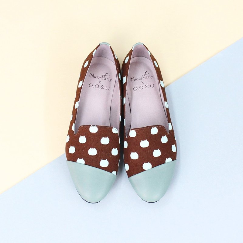 Shoes Party 巧克力绑架喵喵斜拼接欧贝拉 /手工订制/日本布料/M2-16005F - 女款休闲鞋 - 其他材质 