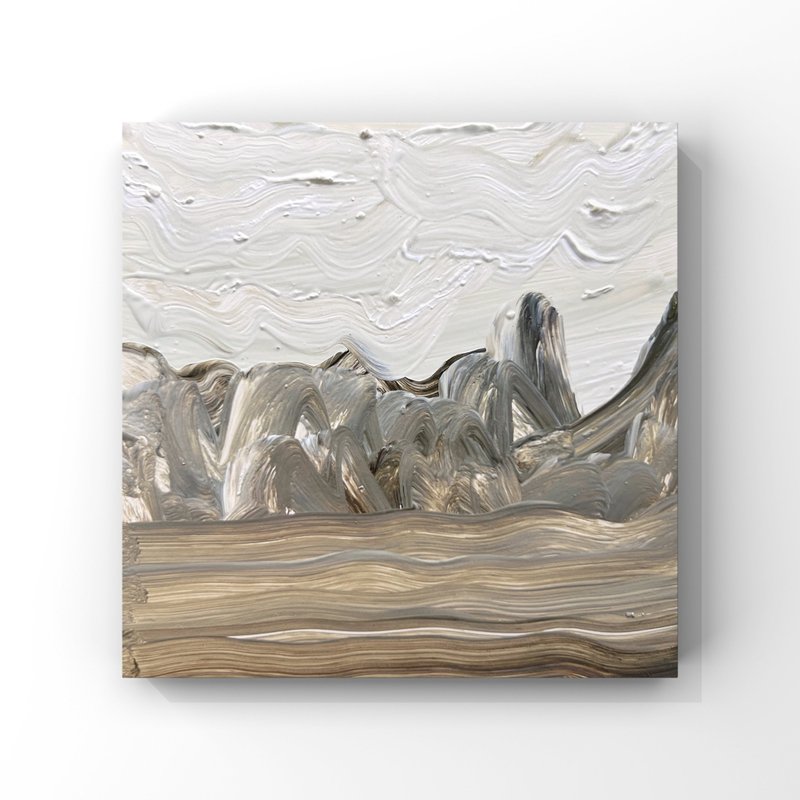 山脉油画简约山高地丘陵风景迷你艺术 - 海报/装饰画/版画 - 其他材质 卡其色