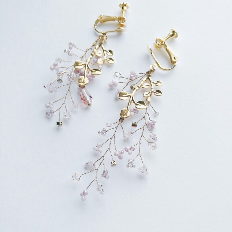 momolico 桃子莉可 浪漫花蕊  金枝紫蕊  耳环 可改夹式 - 耳环/耳夹 - 其他材质 