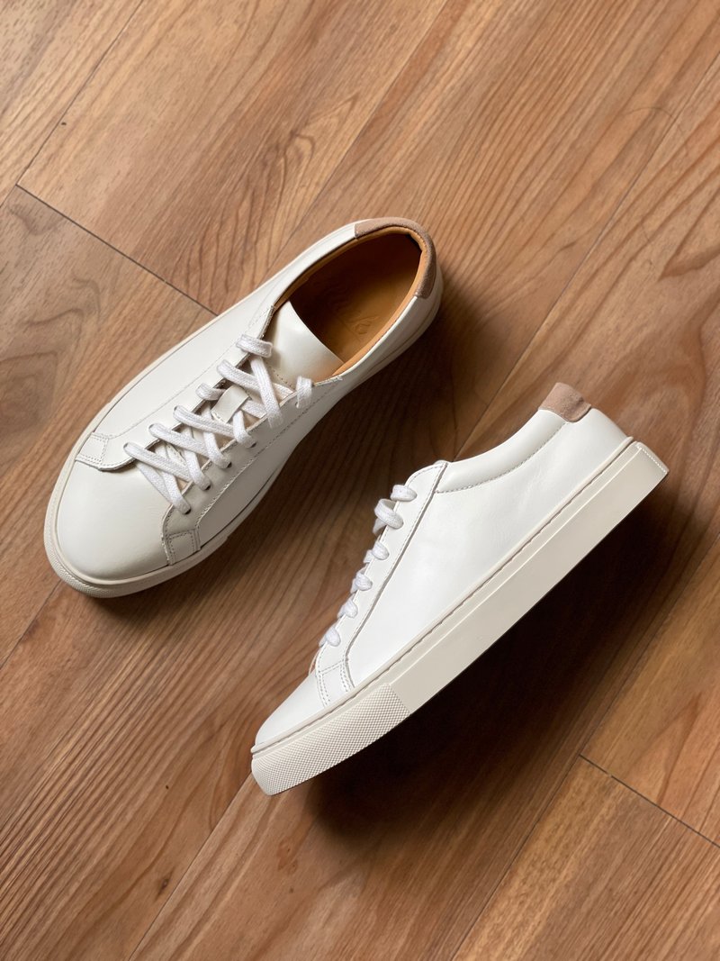 BLANK 皮革运动休闲鞋 Leather Sneakers - White - 男款休闲鞋 - 真皮 